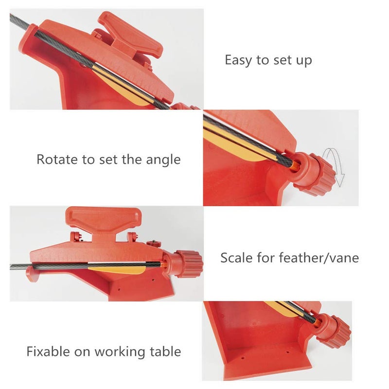 Zhan Yi Fletching Tool Jig with Right Straight and Helix Clamps for DIY Archery Arrows Feathers Vanes (Red) - Image 3